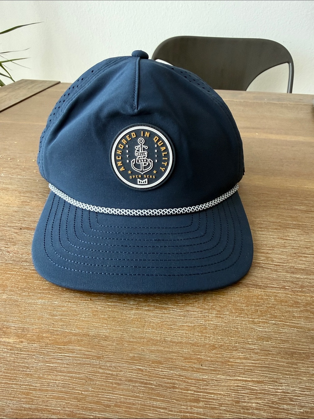 Melin Coronado Anchored Hydro Performance Snapback Hat Navy Rope Cap